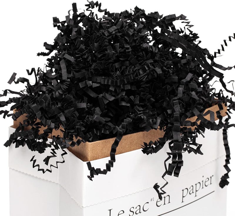 Mefleet 1/2 LB Crinkle Cut Paper Shred Filler 8 oz Black Crinkle Shredded Paper for Gift Box - Gift Basket Bag Filler - Grass Cushion Stuffing for Easter, Mother's day, Birthday Packaging Wrapping - Image 2